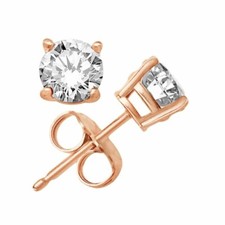 1.00 Carat Moissanite Stud Earrings in Rose Gold over Silver (Charles&Colvard) 