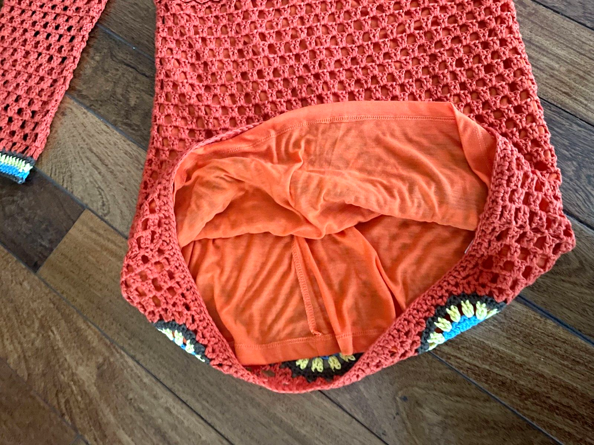ZARA Orange Crochet Dress, Size M/Medium | eBay