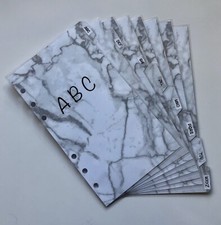 Filofax Personal Organiser Planner - Grey / Silver Marble 8 Contacts Dividers