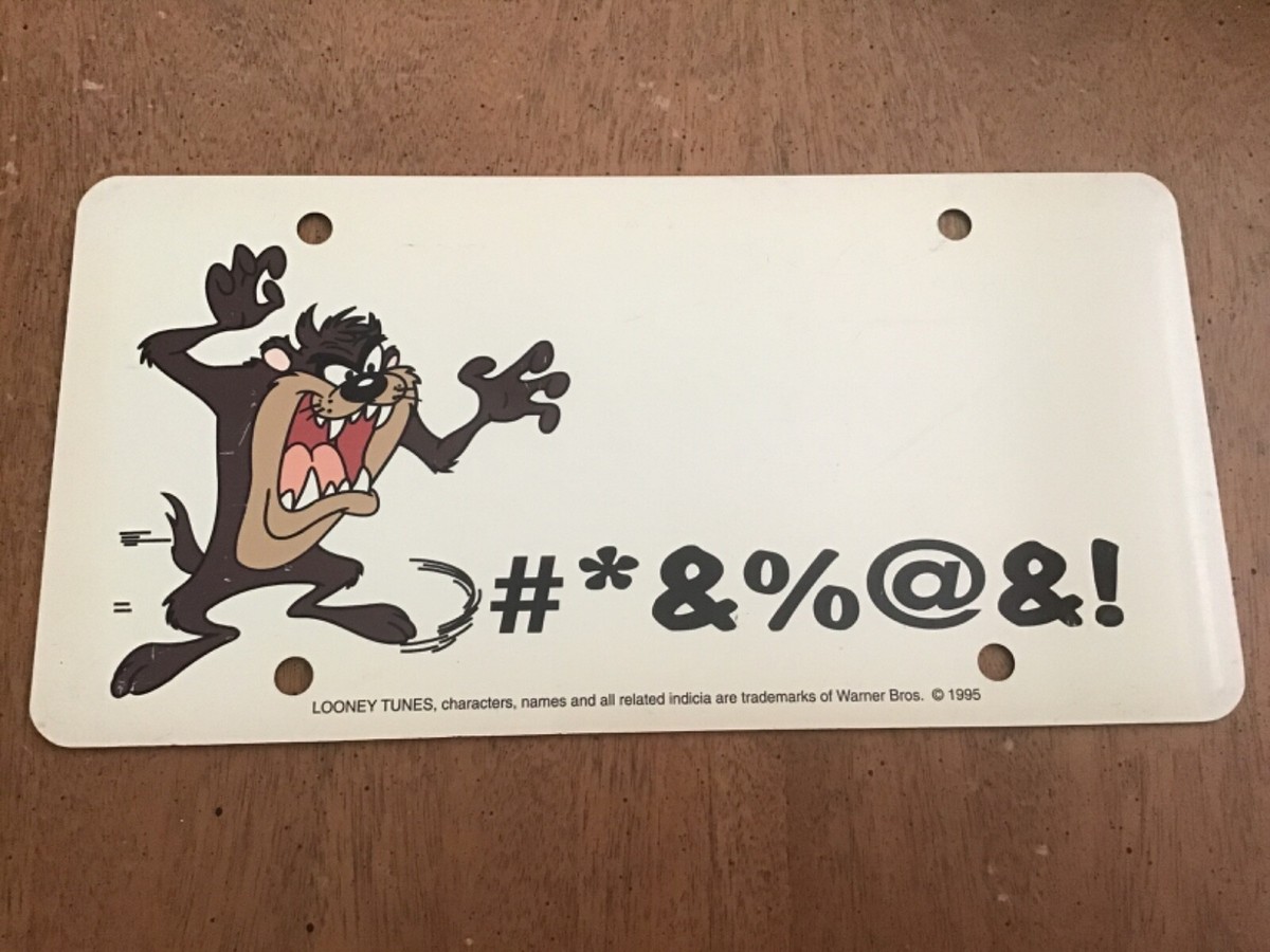 Tasmanian Devil Taz License Plate Booster PLASTIC Looney Tunes