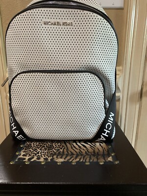 NWT MICHAEL KORS LACEY MK Sport Tape Backpack In OPTIC WHITE  display picture 3
