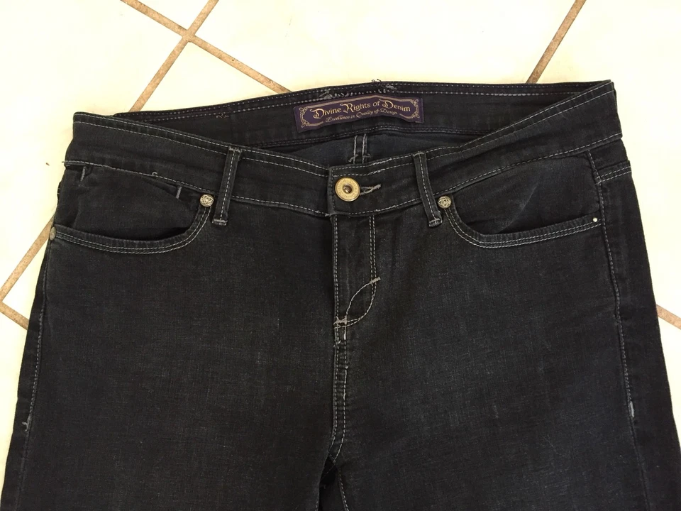 Pantalones de mezclilla Divine Rights of Denim negros LUST tiro bajo clásicos cremallera tobillo ajustados talla 29 Foto 2 de 4