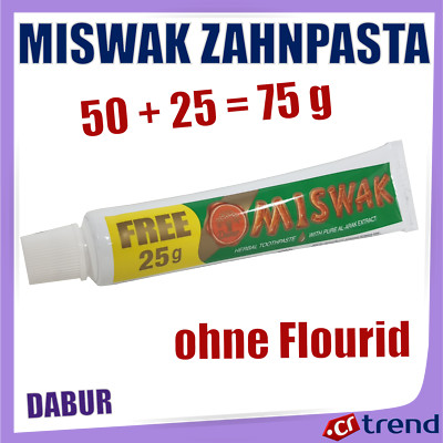 MISWAK AYURVEDISCHE Kräuter Zahnpasta Herbal Al-Arak Extract ohne Fluorid 75g