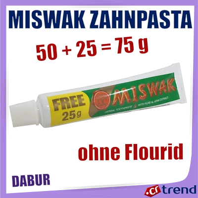 DABUR MISWAK AYURVEDISCHE Kräuter Zahnpasta Herbal Al-Arak Extract ohne Fluorid 75g