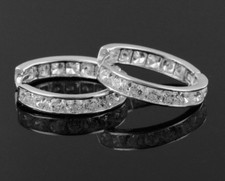 14k White gold cz huggie earring earrings hoop kids children AAA eternity 2gr