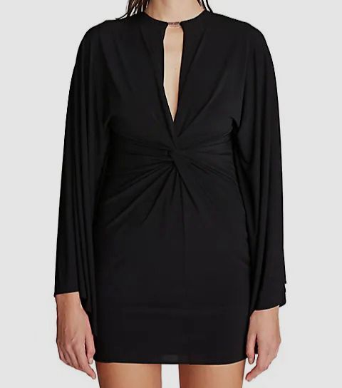 halston jersey dress $349 Women Black Carolina Kimono-Sleeve Cutout Size 2 chic wedding reception dress