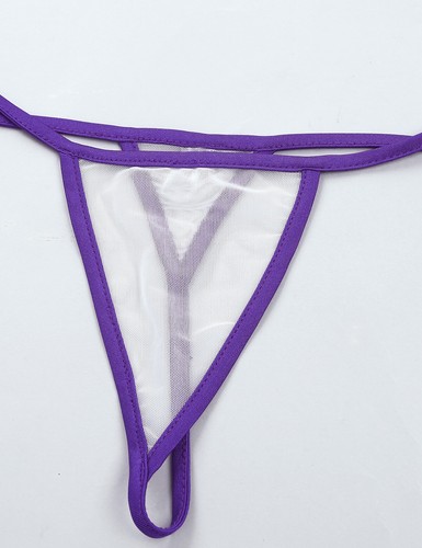 Womens Micro Bikini Set Mesh Micro Bra Top Side Tie G-String Thong Mini Swimwear - Picture 14 of 123