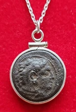 Alexander III the Great Ancient Greek Macedon Coin 925 Solid Silver Necklace