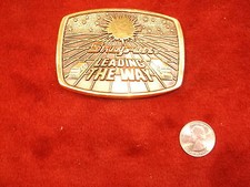NICE OLD VTG 1988 SOLID BRASS 'BTS' SNAP-ON TOOLS BELT BUCKLE "LEADING THE WAY"
