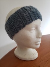 Handmade Headband, Ear Warmer - Blue, Grey