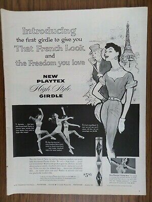 1955 Playtex Girdle Bra Ad That French Look & Freedom you Love