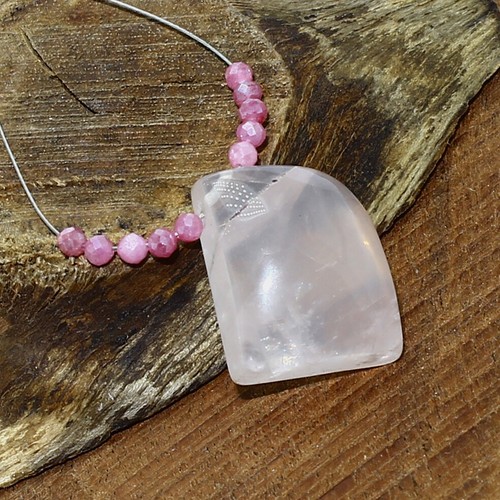 Rose Quartz Smooth Fancy Moonstone Bead Briolette Natural Loose Gemstone Jewelry - Picture 3 of 3