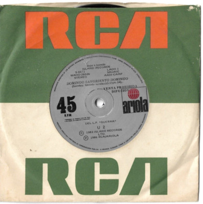 U2 - Sunday Bloody Sunday / Two Hearts - Ultra rare Argentinian promo vinyl 7''