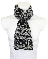 Emporio Armani Écharpe Homme Taille Unique Monogramme Noir/Blanc Laine Mélange