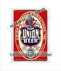 1930s Union Beer, Union Beverage Distributors tin sign Los Angeles metal plaques