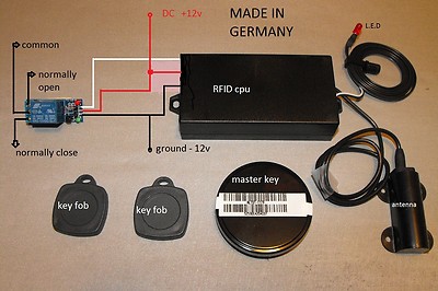  RFID Reader transponder key fob security with electronic relay 