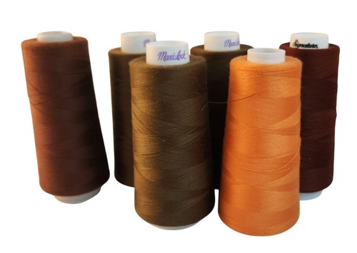 Maxi-Lock & Signature Sewing Thread Cones - Set Of 6 Brown & Orange Hues - Picture 2 of 8