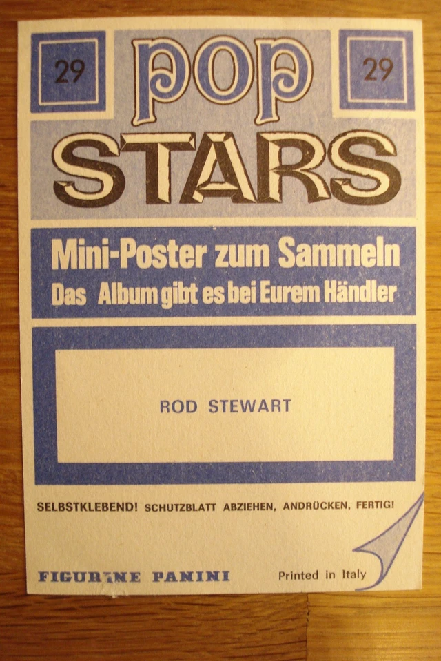 Aufkleber Mini-Poster STICKER PANINI POP STARS ROD STEWART FACES POPFOTO BRAVO - Bild 2 von 2