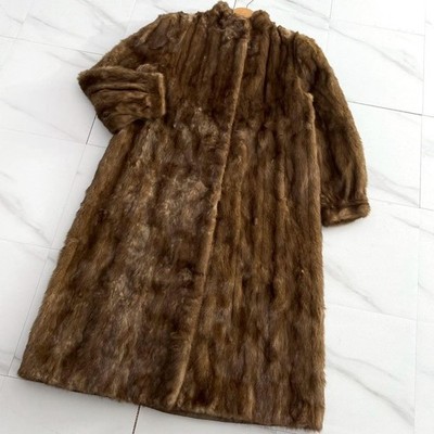 Saga Mink Royal Fur coat Brown Demi Buff Mink Length 112cm Gold Saga