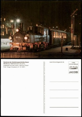 Geyer Denkmal der Verkehrsgeschichte Dampflokomotive bei Nacht 1997