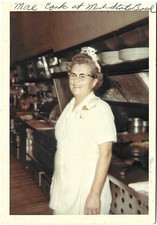 Vintage Old 1960s Photo of Woman Cook in Diner Mid State Bowl Fresno California 