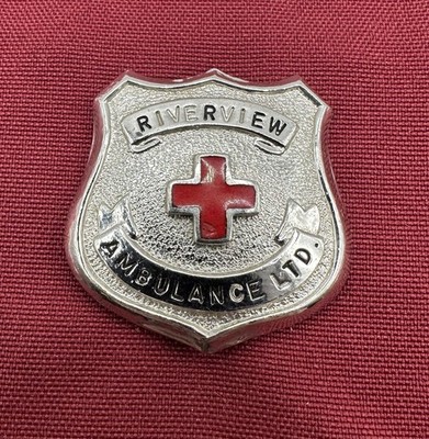 Vintage Pin Badge - Riverview Ambulance Ltd Winnipeg Manitoba Canada 1960s-1970s