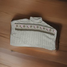 Janie and Jack Girls Floral Fair Isle Cape Sweater Poncho 6 A6