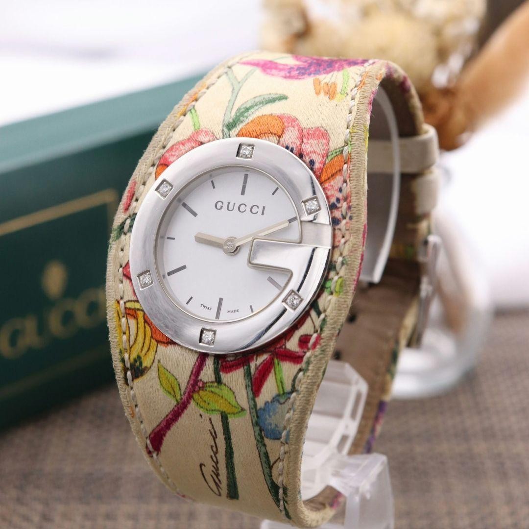 GUCCI 104 2005 Diamond Flower Quartz Watch 6P