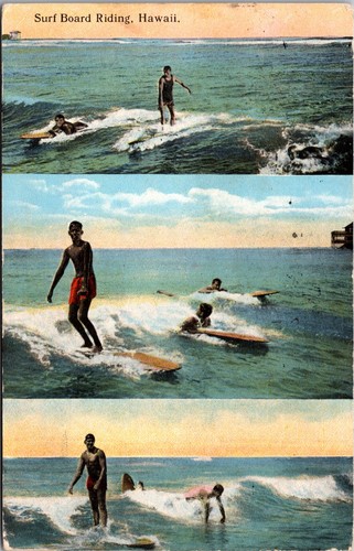 Surfbrett Reiten Waikiki Hawaii Postkarte 1918 Honolulu Poststempel