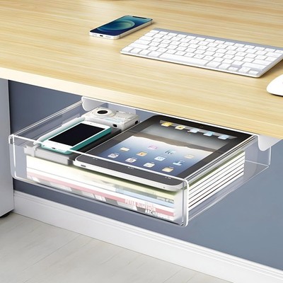 Large Under Desk Table Drawer Storage Organizer A4 Hidden Self-Adhesive Under...