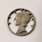 Cut-Out Coin - 1945 10c Silver Mercury Dime - Intricate - SKU-Q1276
