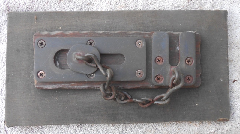 ANTIQUE Vintage   DOOR CHAIN LOCK / SECURITY SLIDING LATCH Old Door Hardware