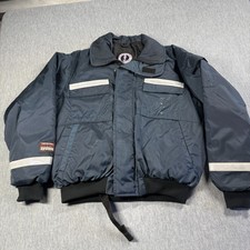 Mustang Survival Jacket Men L Navy Blue Flotation Aid Type III PFD Safety Bomber