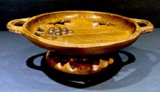 VTG Swiss Musical Carved Wooden Fruit Dish By S. Brienzerburli 1940 3x8.75x6.75”