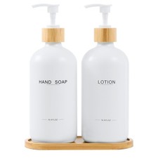 Bathroom Soap Dispenser Set, White Hl White