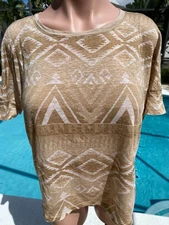 Ralph Lauren Linen Southwestern Top T Shirt Womens S Small Boxy