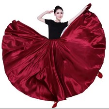 Belly Dance Skirt Shining Satin Long Swing Dancing Stage Performance One Size