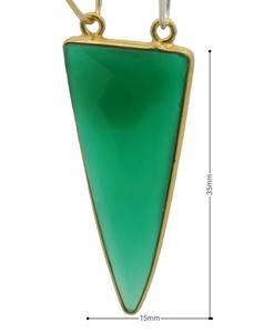 Authentic Natural Green Onyx Triangle Bezel Connector (15 × 35 mm) - Gold Plated over 925