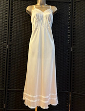 Frilly IVORY WHITE FULL SLIP Size 36 Nylon Lace SHEER Tea Coquette Femme Siren