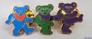 GRATEFUL DEAD PIN GOLD PLATED COPPER DANCING BEARS Jerry Garcia Tie Tack art the