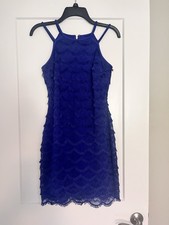 Woman's Guess Los Angeles Violet Fringe Layered Sheath Dress Sleeveless NWOT
