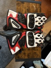 DUCHINNI DR1 LEATHER MOTORCYCLE GLOVES BLACK / WHITE / RED