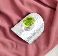 Natural Peridot August Birthstone 925 Sterling Silver Unisex Ring All Size DV