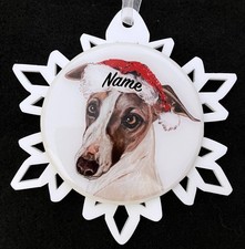 Santa Greyhound Dog Breed Personalized Christmas Ornament