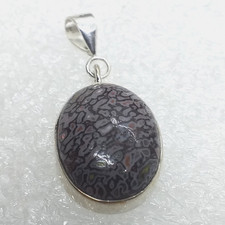 ECHTER versteinerter Dinosaurier Knochen Anhänger 925 Sterling Silber