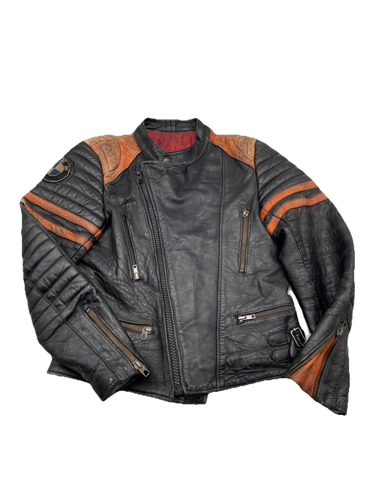 Vintage Moto-Cuir Paris BMW Motorcycle Leather Jacket Distressed Patched