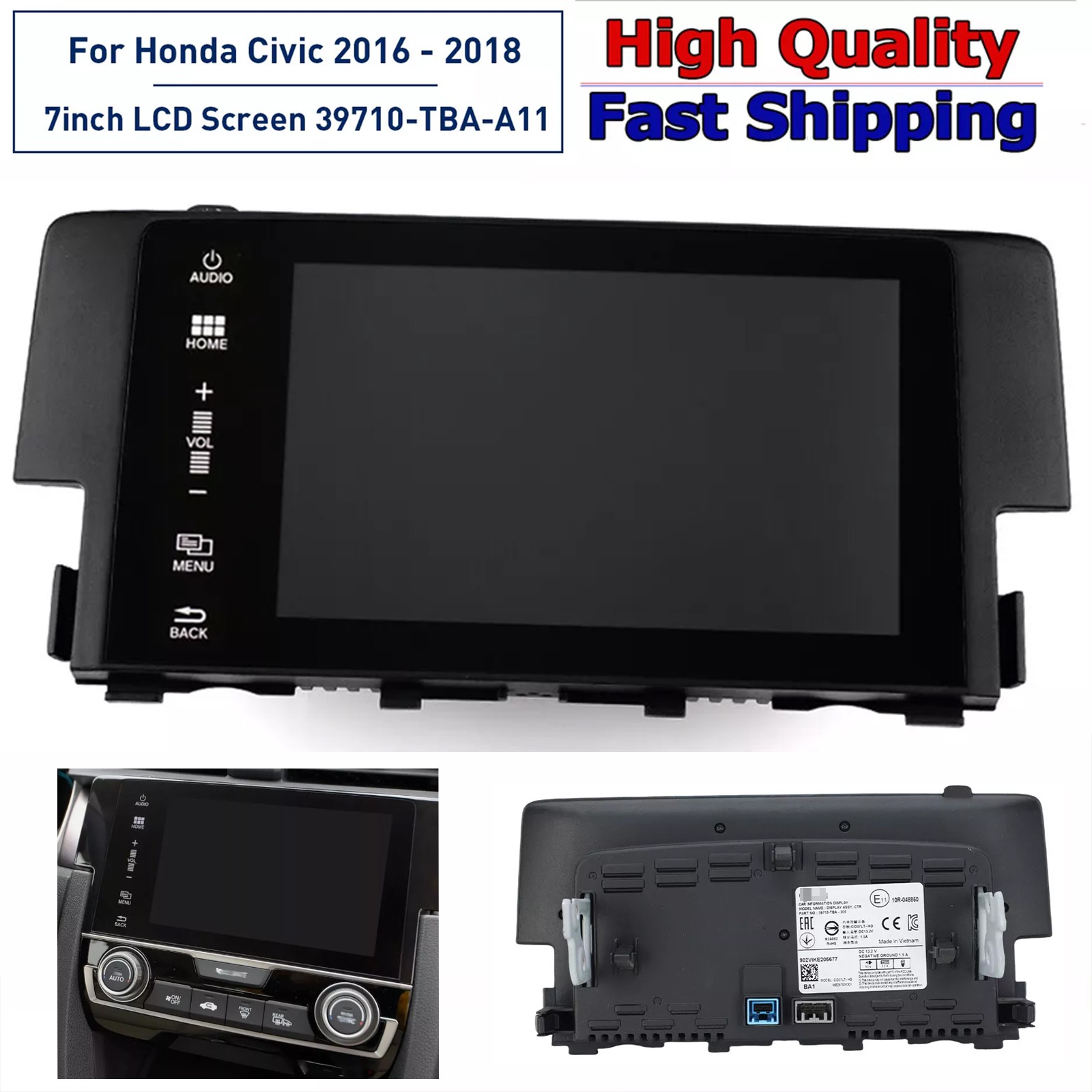 FOR 2016-18 Honda Civic Radio OEM Navigation Display Touch Screen 39710-TBA-A11