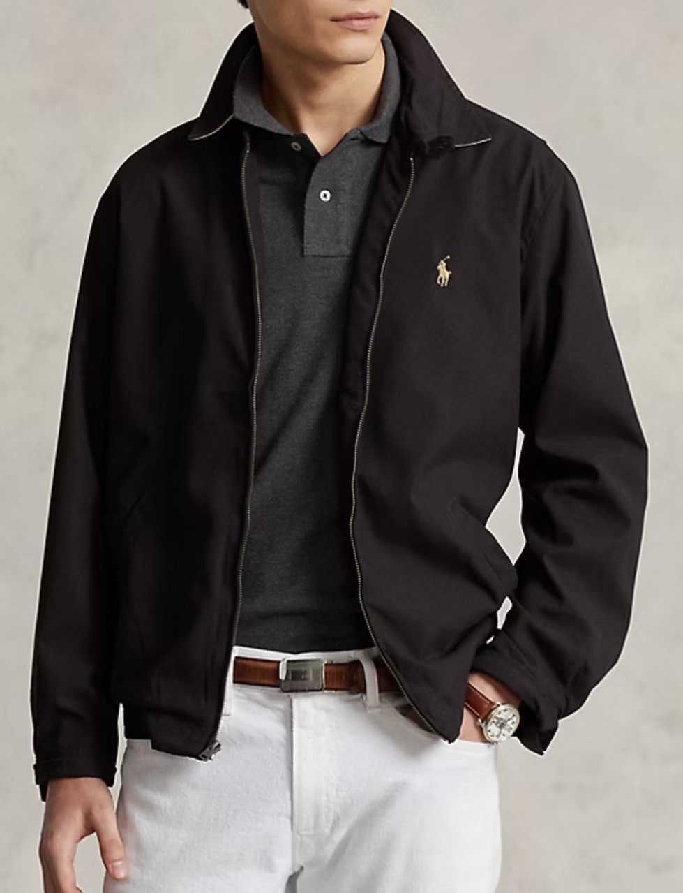 Polo Ralph Lauren Men’s Bi-Swing Windbreaker Black Logo Jacket Size L NWT