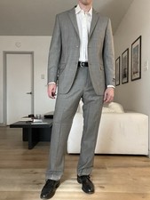 Pronto Moda 100 Merino Wool Light Grey Slim Fitting Men  s Suit