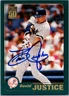 2001 -David Justice- Topps Autograph/Signed/Auto Baseball Card #491 Yankees